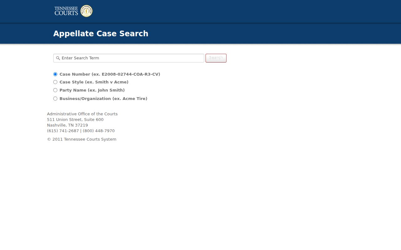 Hendersonville people search in the Tennessee appellate Public Case History portal