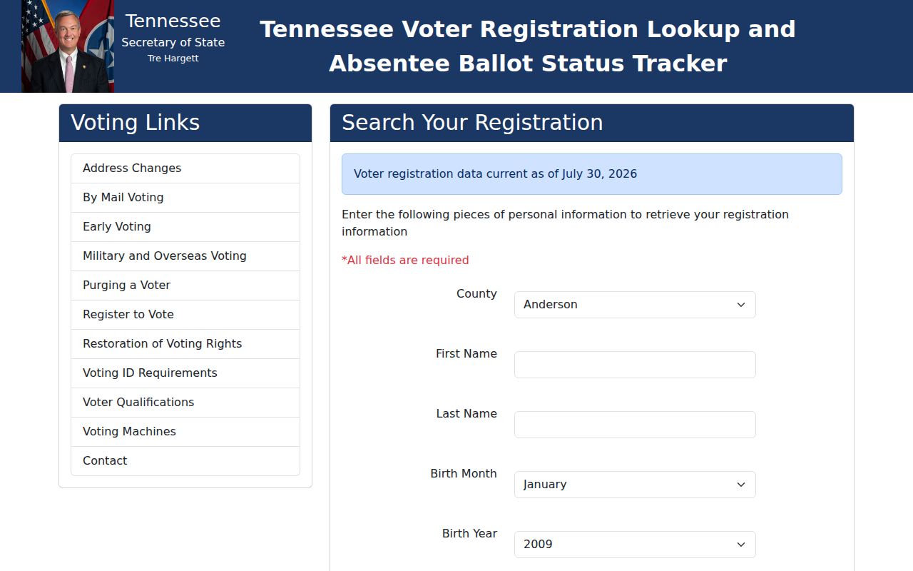 Hendersonville voter records lookup fields for Sumner County